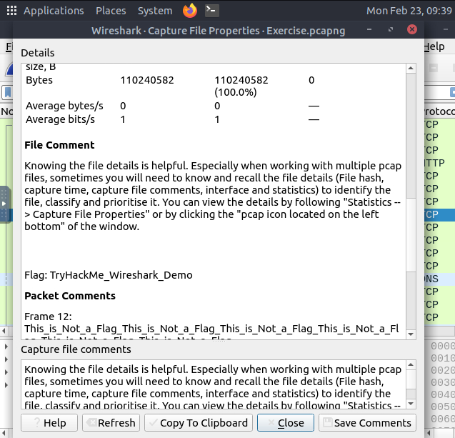 Wireshark: capfileprop